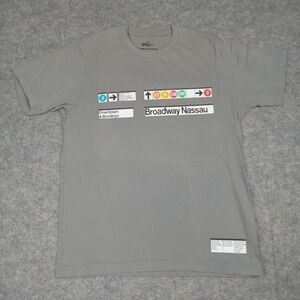 Uniqlo Shirt Mens Small Gray SPRZ NY MoMA MTA Broadway Nassau Subway NYC Tee
